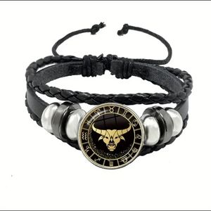 Unisex Egyptian Zodiac ♉️ Braided Leather Bracelet